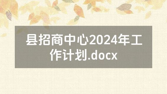县招商中心2024年工作计划.docx