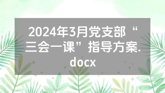 2024年3月党支部“三会一课”指导方案.docx