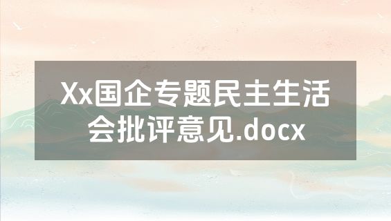 Xx国企专题民主生活会批评意见.docx