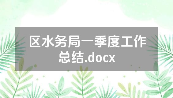 区水务局一季度工作总结.docx