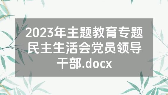 2023年主题教育专题民主生活会党员领导干部.docx