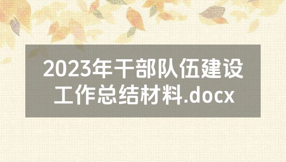 2023年干部队伍建设工作总结材料.docx