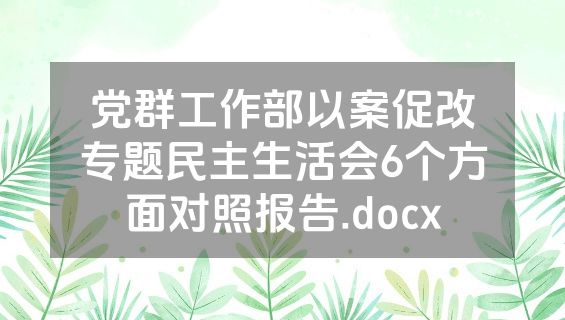 党群工作部以案促改专题民主生活会6个方面对照报告.docx