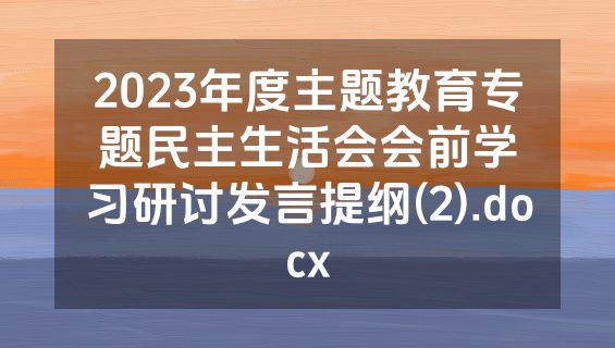 2023年度主题教育专题民主生活会会前学习研讨发言提纲(2).docx