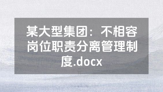 某大型集团：不相容岗位职责分离管理制度.docx