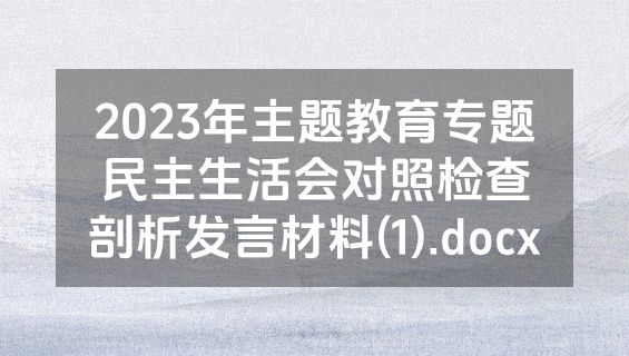 2023年主题教育专题民主生活会对照检查剖析发言材料(1).docx