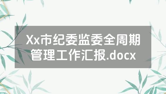 Xx市纪委监委全周期管理工作汇报.docx