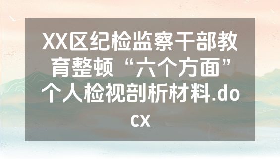 XX区纪检监察干部教育整顿“六个方面”个人检视剖析材料.docx