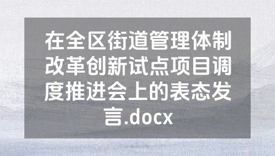 在全区街道管理体制改革创新试点项目调度推进会上的表态发言.docx