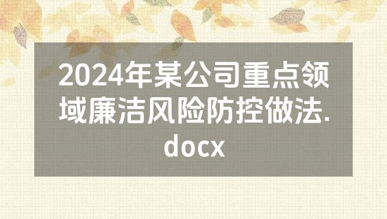 2024年某公司重点领域廉洁风险防控做法.docx