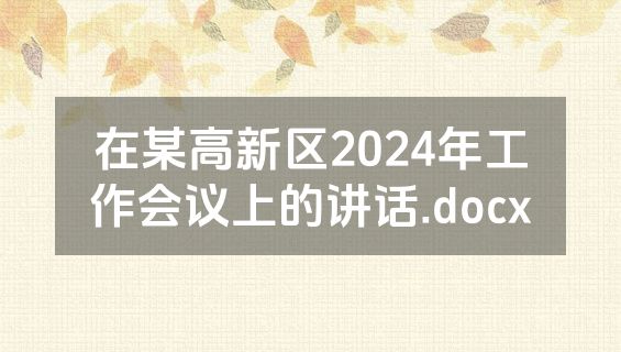 在某高新区2024年工作会议上的讲话.docx