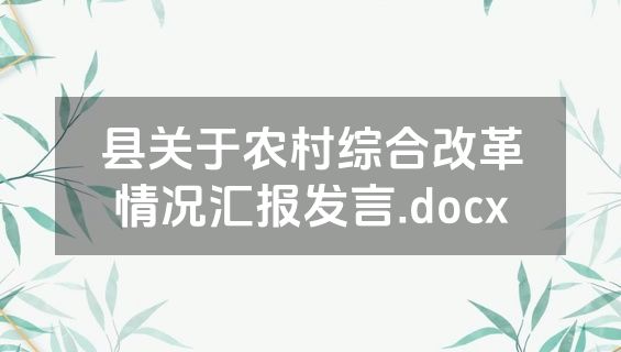 县关于农村综合改革情况汇报发言.docx