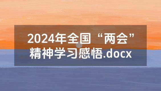 2024年全国“两会”精神学习感悟.docx