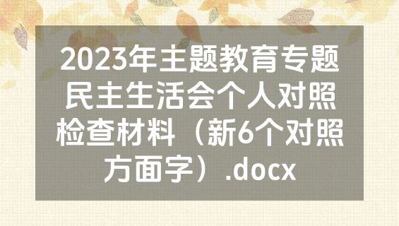 2023年主题教育专题民主生活会个人对照检查材料（新6个对照方面字）.docx