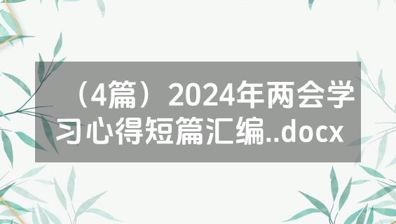 （4篇）2024年两会学习心得短篇汇编..docx