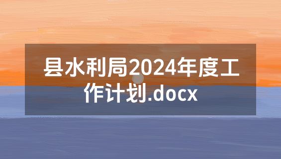 县水利局2024年度工作计划.docx