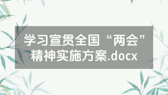 学习宣贯全国“两会”精神实施方案.docx