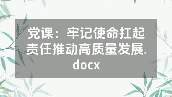 党课：牢记使命扛起责任推动高质量发展.docx