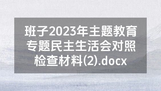 班子2023年主题教育专题民主生活会对照检查材料(2).docx