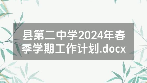 县第二中学2024年春季学期工作计划.docx