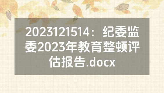 2023121514：纪委监委2023年教育整顿评估报告.docx