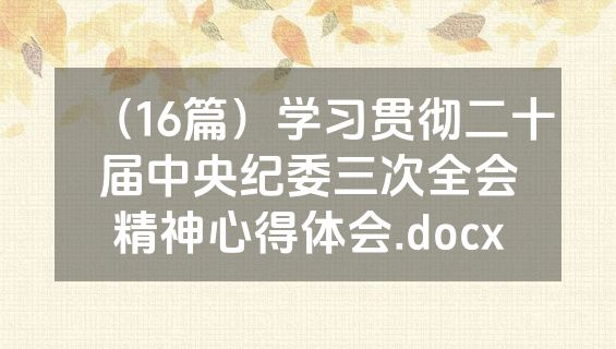 （16篇）学习贯彻二十届中央纪委三次全会精神心得体会.docx