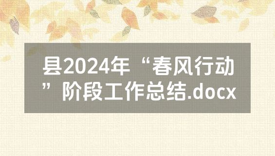 县2024年“春风行动”阶段工作总结.docx