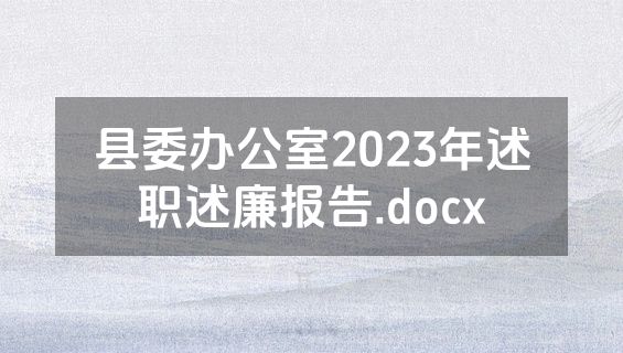 县委办公室2023年述职述廉报告.docx