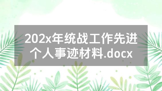 202x年统战工作先进个人事迹材料.docx