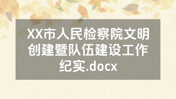 XX市人民检察院文明创建暨队伍建设工作纪实.docx