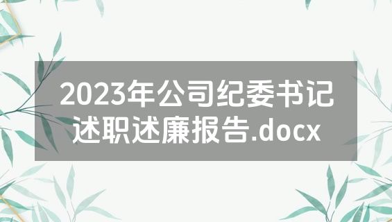 2023年公司纪委书记述职述廉报告.docx