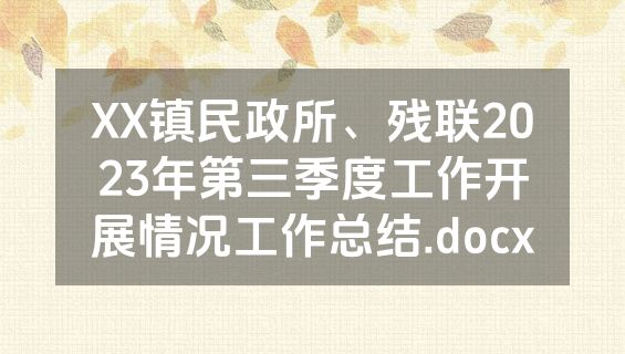 XX镇民政所、残联2023年第三季度工作开展情况工作总结.docx