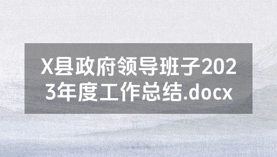 X县政府领导班子2023年度工作总结.docx