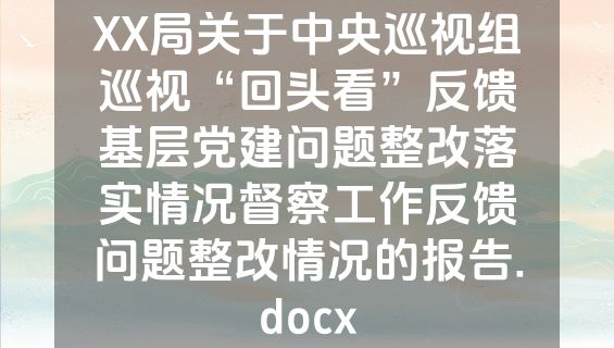 XX局关于中央巡视组巡视“回头看”反馈基层党建问题整改落实情况督察工作反馈问题整改情况的报告.docx