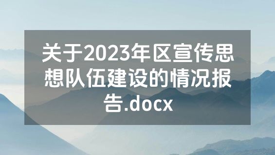 关于2023年区宣传思想队伍建设的情况报告.docx