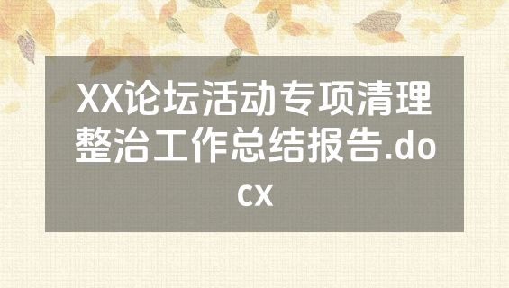 XX论坛活动专项清理整治工作总结报告.docx