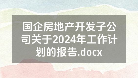 国企房地产开发子公司关于2024年工作计划的报告.docx