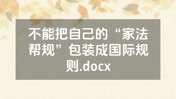 不能把自己的“家法帮规”包装成国际规则.docx
