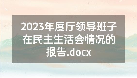 2023年度厅领导班子在民主生活会情况的报告.docx