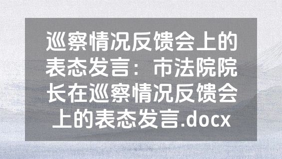 巡察情况反馈会上的表态发言：市法院院长在巡察情况反馈会上的表态发言.docx