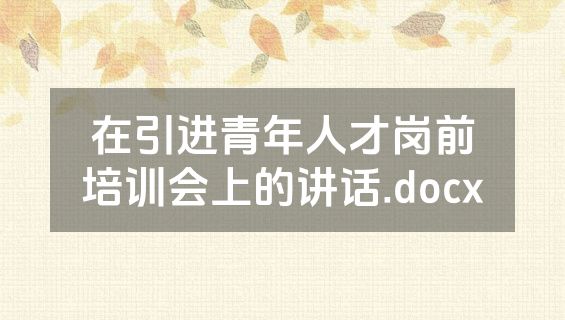 在引进青年人才岗前培训会上的讲话.docx