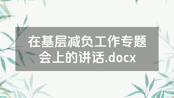 在基层减负工作专题会上的讲话.docx