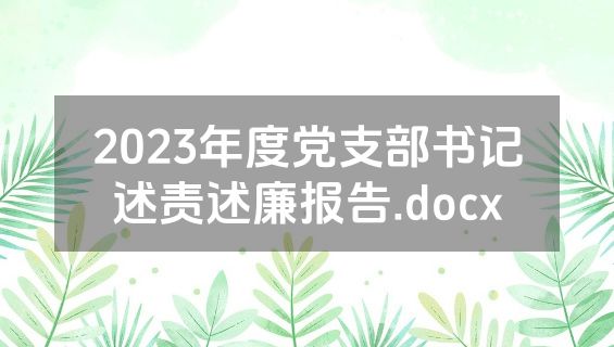 2023年度党支部书记述责述廉报告.docx