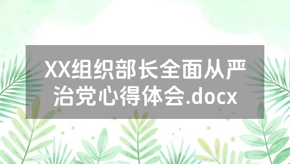 XX组织部长全面从严治党心得体会.docx