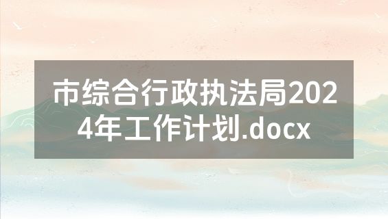 市综合行政执法局2024年工作计划.docx