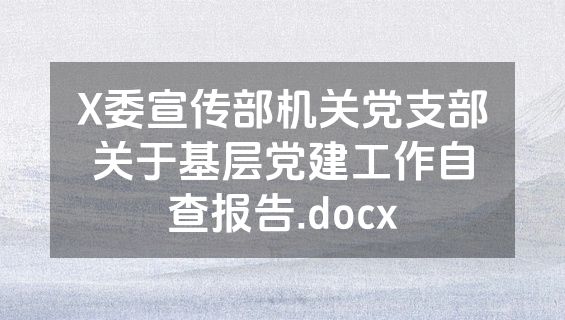 X委宣传部机关党支部关于基层党建工作自查报告.docx