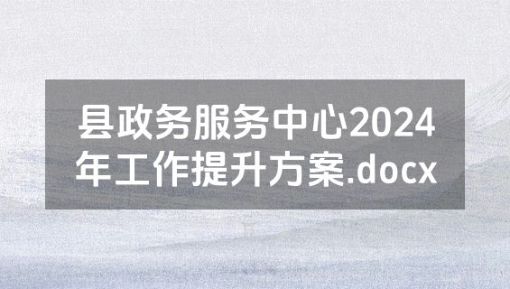 县政务服务中心2024年工作提升方案.docx