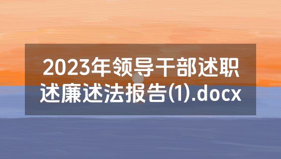 2023年领导干部述职述廉述法报告(1).docx