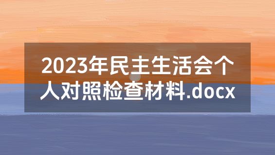 2023年民主生活会个人对照检查材料.docx