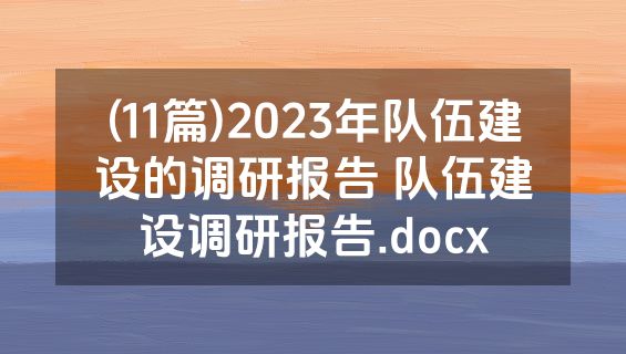 (11篇)2023年队伍建设的调研报告 队伍建设调研报告.docx